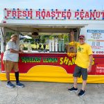 Food stand selling roasted peanuts and fresh squeezed lemonade